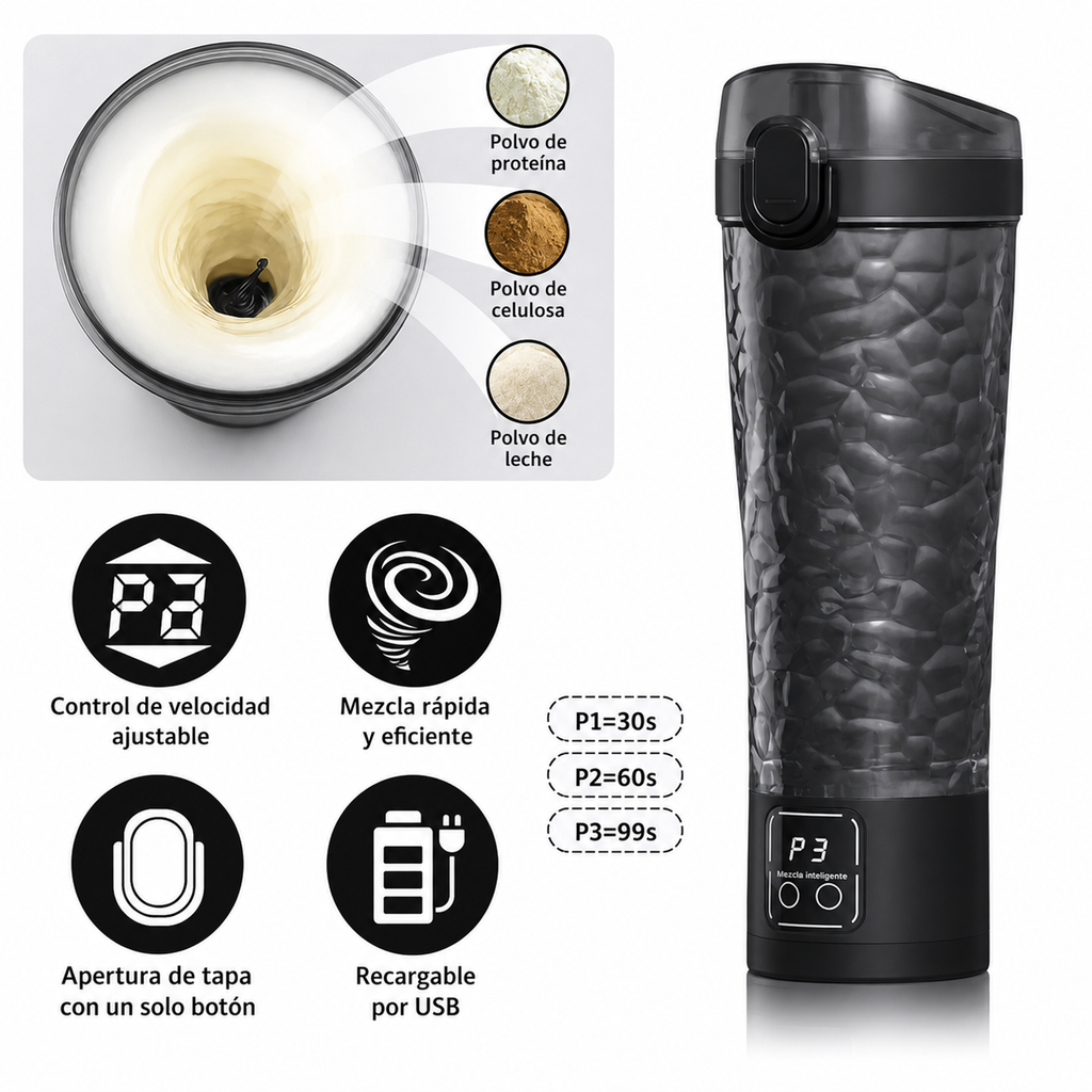 Shaker Eléctrico Portátil 700 ml para Proteína