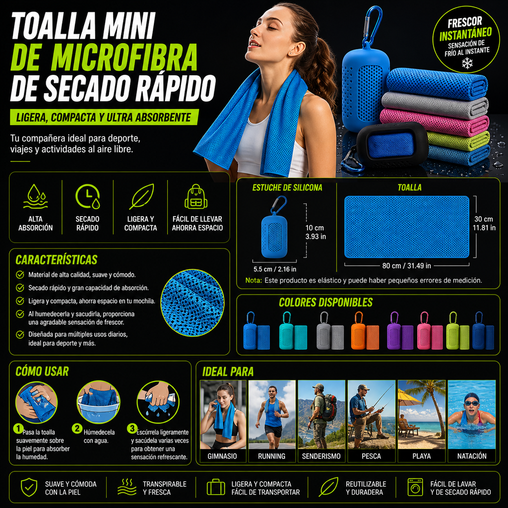 Toalla Mini de Microfibra de Secado Rápido