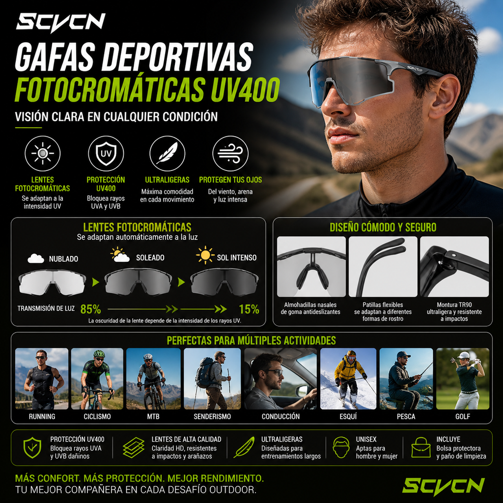 SCVCN Gafas Sport Pro UV400