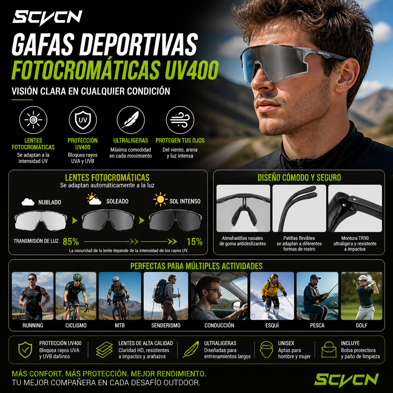 SCVCN Gafas Sport Pro UV400